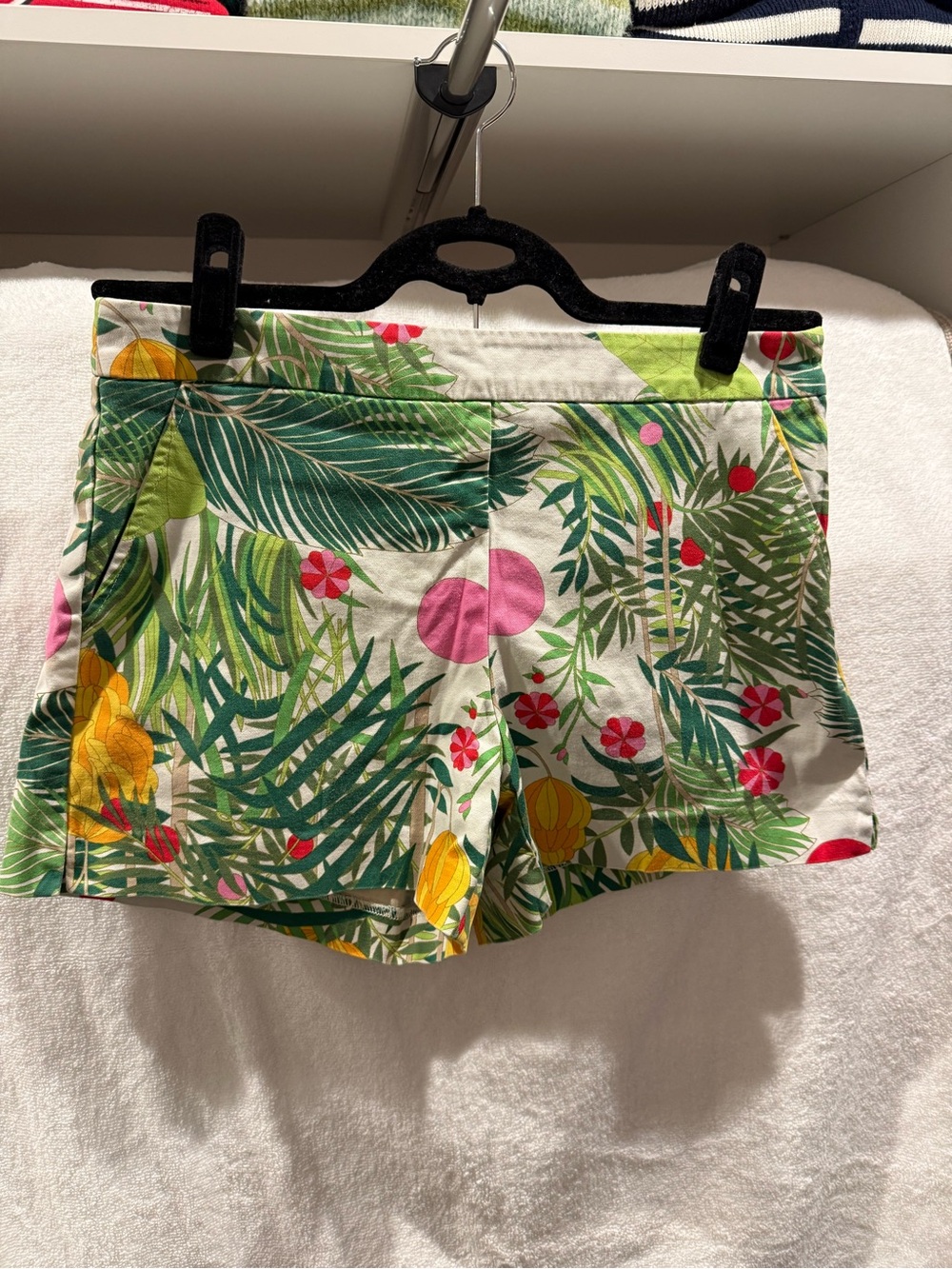 Trina Turk Tropical Floral Corbin Shorts in White, Green & Pink